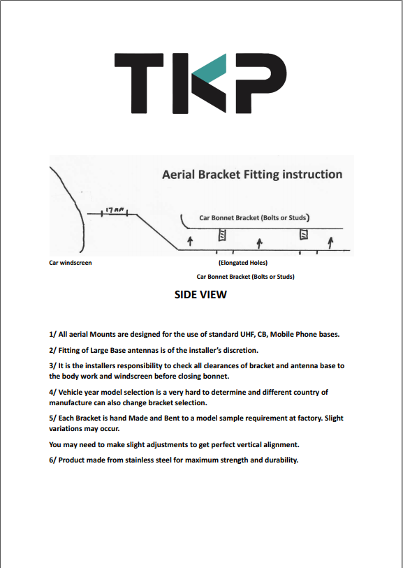 Aerial Bracket AEB-DMAX3 Bonnet Mount Aerial Bracket – Isuzu DMAX Gen 3